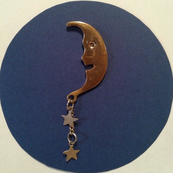 Handmade Moon & Stars Lapel Pin - Picture 2 of 5